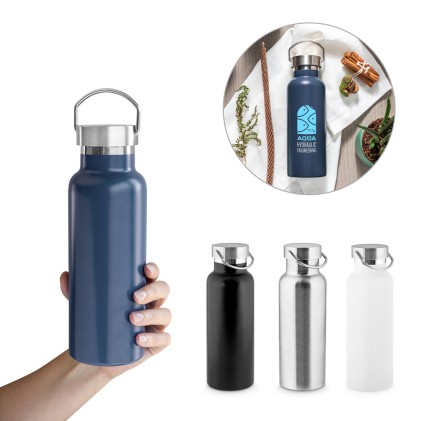 Garrafa em aço inox 36% reciclado com isolamento a vácuo 810 mL personalizado