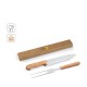 Kit churrasco em caixa presente de papel kraft reciclado com 2 utensílios em aço inox e bambu brinde