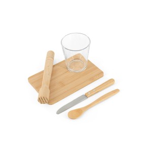 Kit para caipirinha com 5 peças em bambu personalizado