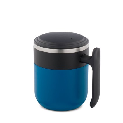 Caneca de viagem com parede interior em aço inox e acabamento mate 400 mL com logotipo