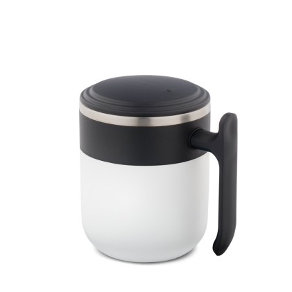 Caneca de viagem com parede interior em aço inox e acabamento mate 400 mL com logotipo