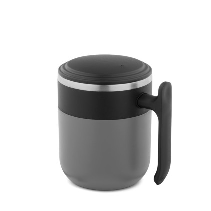Caneca de viagem com parede interior em aço inox e acabamento mate 400 mL com logotipo