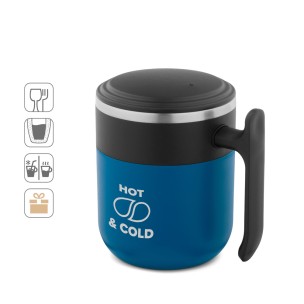 Caneca de viagem com parede interior em aço inox e acabamento mate 400 mL com logotipo