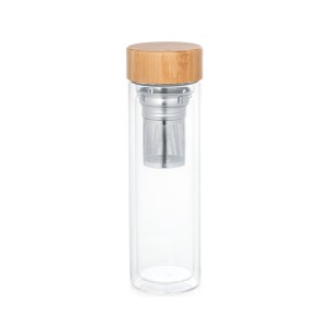 Squeeze de Vidro Com Tampa de Bambu e Infusor Personalizado
