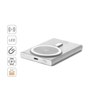 Bateria portátil magnética com carregamento super-rápido em alumínio reciclado e ABS reciclado (5'000 mAh) promocional