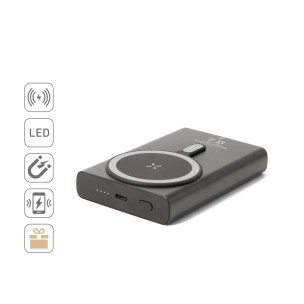 Bateria portátil magnética com carregamento super-rápido em alumínio reciclado e ABS reciclado (10'000 mAh) com logotipo