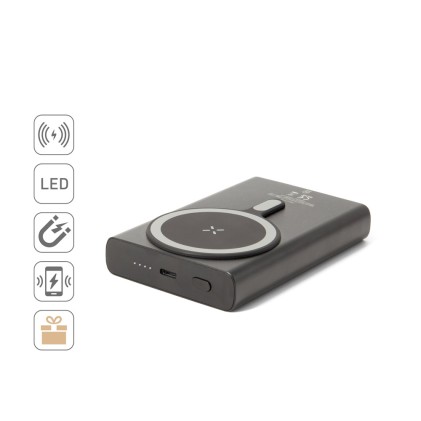 Bateria portátil magnética com carregamento super-rápido em alumínio reciclado e ABS reciclado (10'000 mAh) com logotipo
