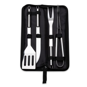 Kit churrasco 4 peças inox com estojo  personalizado