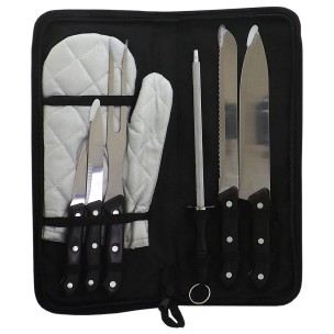 Kit churrasco com 7 peças cabo preto  personalizado